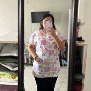 🌸✨ Flowered Scrub Top | Barcotton | Medium